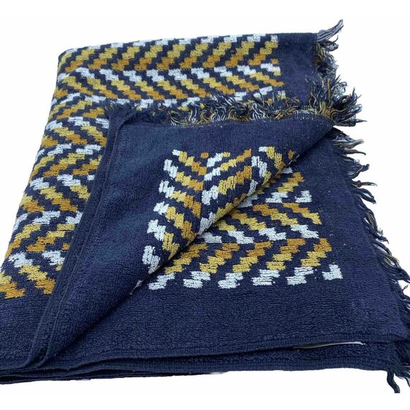 Yves Saint Laurent Bath Towel Fringed Geometric USA Made 42” X 27” - Picture 6 of 11